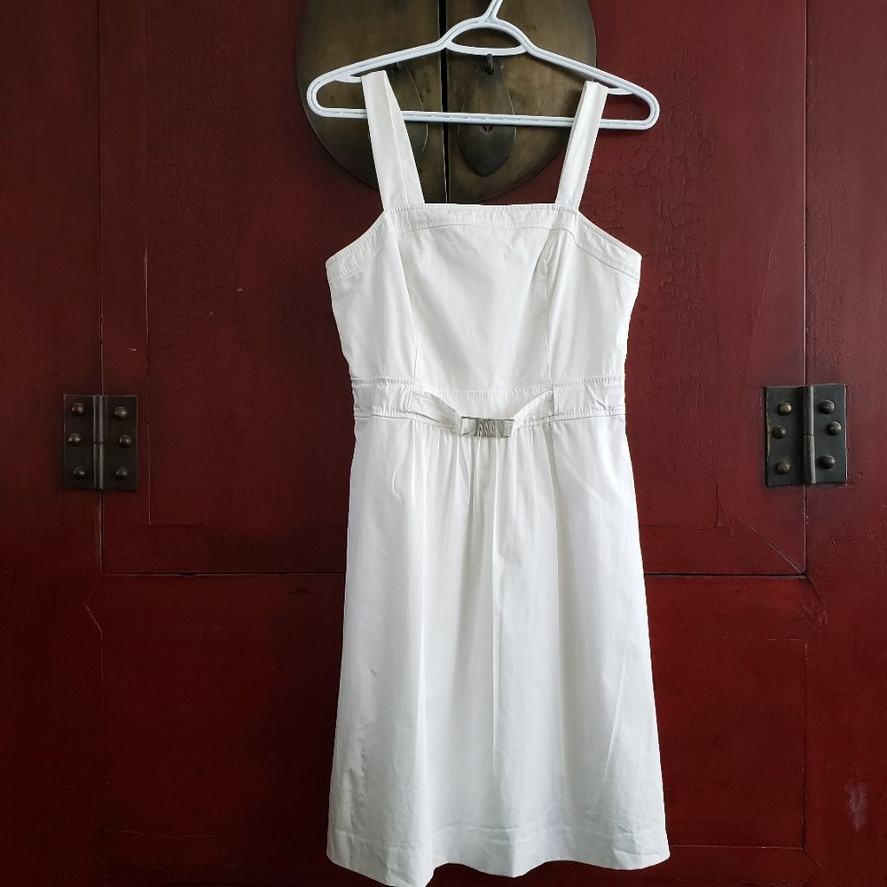 Jacob White Cotton Wedding/ Summer Party Apron Dress/ Sun Dress with Belt